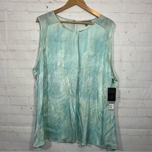 Classiques Entier Silk Tank Top Blouse Womens Size 24W Blue Abstract Pattern NWT
